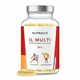 Multivitaminico Multiminerale | 25 Vitamine e Minerali con Zinco, Magnesio, Coenzima Q10, Vitamina A,B,C,D3,E,K2 | Integratore Multivitaminico Completo per Uomo e Donna | 90 Capsule | Nutri&Co