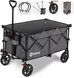 Sekey XXL Plus Carrello da Trasporto Pieghevole con Freno 200L, Carrello da Giardino Carretto a Mano de Trasporto, Grigio