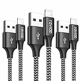 RAVIAD Cavo iPhone [3Pack 2M] Caricabatterie iPhone Carica Rapida Nylon Cavo iPhone per iPhone 14/13/12/11/ X/XS/XS Max/XR/ 8/8 Plus/ 7/7 Plus/ 6s/ 6s Plus/ 6/6 Plus/ 5c/ 5s/ 5/ SE 2020 - Nero