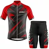 Lixada Tuta da Bicicletta MTB Estiva da Uomo Traspirante Asciugatura Veloce Manica Corta e Pantaloncini Imbottiti Maglia da Ciclismo, S-2XL