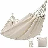 Singolo/Doppio canvas amaca,1/2 persona tela amaca in morbido altalena portatile a pelo con borsa per patio cortile cortile cortile portico viaggio campeggio all'aperto(bianca/260 x 150 cm)
