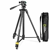 National Geographic Treppiede Foto Grande con Monopod con Testa 3 Vie e Sblocco Rapido, Gambe a 3 Sezioni, Chiusura Leva, Colonna Centrale a Cremagliera, Portata Max 3 Kg, Borsa Inclusa, Alluminio