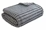 Sleepdown Copriletto in pile di lusso a coste con glitter, super morbido e caldo, 150 x 200 cm, colore: grigio