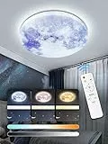 Plafoniera LED Soffitto Dimmerabile 36W,Lunar Lampada da Soffitto con Telecomando & Funzione di Memoria,3000K-6500K 3600LM IP40 Impermeabile Lampada da Soffitto Moderna per Camera Cucina, Ø33cm