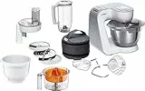 Bosch MUM5 Impastatrice Planetaria - Robot da Cucina Multifunzione, 1000 W, 7 Velocità, Ciotola in Acciaio Inox da 3,9 l, Gancio Impasti Duri, Fruste per Impasti Morbidi e per Montare, Spremiagrumi