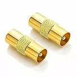 deleyCON 2x Connettore Adattatore per Antenna Coassiale (IEC) per Cavo TV Schermato Dorato Placcato