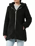 URBAN CLASSICS Giacca per Donna in Sherpa con Cappuccio, Cappotto Lungo dal Taglio Oversize, Chiusura a Zip, Diversi Colori Disponibili, Taglie XS - 5XL