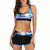 Riou 2023 Donna Costume da Bagno Push Up Vita Alta Bikini Costume Mare Donna Due Pezzi Halter Bikini Set Bikini Triangolo Donna Push Up Estive in Due Pezzi Stampa Floreale Originali