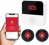 ChunHee Pulsante di Chiamata d'emergenza per Anziani Tuya WiFi Smart Senior Sistema di Allarme con Campanello di Emergenza per Anziani, Pazienti Disabili, Bambini (Supporta Solo il Wi-Fi a 2,4 GHz)