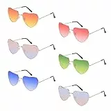 Comius Sharp 6 PCS Occhiali da Sole, Occhiali da Vista a Forma di Cuore con Montatura in Metallo retrò, Occhiali con Montatura in Oro Rosa con Pellicola Sfumata Colorata, Occhiali per Travestimenti