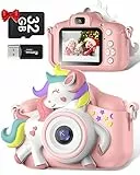 Macchina Fotografica Bambini, Gofunly 2.0 Pollici Schermo Mini Ricaricabile Fotocamera Digitale, 1080P HD Videocamera Regalo Giocattolo di Natale &Compleanno per Ragazze 3-12 Anni, Scheda 32GB