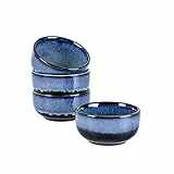 Ciotole Tapas e Salse, Ciotole Cereali Colore Blu, Piatto Dessert e Verrine 4 Pz per Microonde Colazione, Servizi da Tavola - Blu