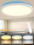 Plafoniera LED Dimmerabile,36W Plafoniera LED Soffitto con Telecomando,3000K-6000K Lampada da Soffitto con Funzione di Memoria,IP44 Ø28cm Plafoniera LED Soffitto Rotonda per Soggiorno Camera da Letto