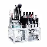 Relaxdays Contenitore Cosmetici, 3 Cassetti, Porta-Trucchi per Smalti, Rossetti, Organizer, Acrilico, 14 x 23,5 x 18,5 cm
