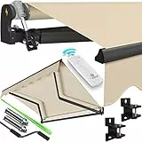KESSER® Tenda da sole a bracci ripiegabili elettrici con telecomando, tenda da sole per balcone, terrazza, incl. supporto a parete, protezione solare idrorepellente, 300 x 250 cm - Beige