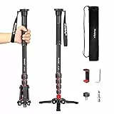 Manbily Monopiede per fotocamera estensibile in alluminio con piedini, supporto portatile da viaggio e rimovibile per DSLR Canon/Sony/Cellulare 5 sezioni fino a 170 cm, carico massimo 15,5 lbs (A-222)