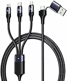 Multi Cavo di Ricarica, 100W Cavo USB Multiplo 5 in 1 Cavo di Ricarica Rapida Cavetto USB A to C Nylon Intrecciato Con Connettori di Tipo C Micro USB Cavo Ricarica USB per Laptop/Tablet/Telefono,1.2M