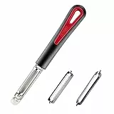 Westmark Set per Sbucciare, 3 Pezzi, 1 Pela-Pomodori e Pela-Kiwi, 1 Lama per Julienne + 1 Lama Standard di Ricambio, Tomfix Gallant, Acciaio Inox/Plastica, Nero/Rosso, 294622E6