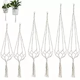 CYH 6 Pezzi Fioriere Sospese in Macrame - Corda a Forma di Vaso - Vasi Sospesi per Piante Sospese Portafiori Porta Piante da Interno ed Esterno - per Balcone Decorazioni da Giardino