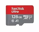 SanDisk Ultra microSDXC UHS-I memory card 128 GB + adapter (A1, Class 10, U1, Full HD videos, up to 120 MB/s read speed),, Speed-Mbps/10x
