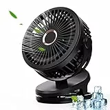 JOPHEK Ventilatore USB, 5000mAh Ventilatore Portatile 4 Velocità Ventilatore da Tavolo Mini Ventilatore Ventilatore Piccolo Rotazione di 360 ° - per Passeggino/Viaggio/Campeggio/Casa/Ufficio (Nero)