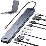 Docking Station USB C 11 in 1, QUUGE Hub per Laptop/ipad/Cellulare, con Porta Type C, USB 3.0, 4K HDMI, Ricarica PD, Adattatore Ethernet 1000 M, Porta Cuffie, Porta VGA, Lettore SD/Micro SD