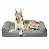Bedsure Letto Ortopedico Cani Large - Divano per Cani con Schiuma Viscoelastica, Comodo Posto Letto nelle Dimensioni 106x81 cm, Divano per Cani Lavabile, Grigio