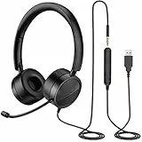 New Bee® Cuffie per PC con microfono cablato USB/3,5 mm, auricolari professionali confortevoli, cuffie da gamer per PC/Mac, smartphone, tablet, Skype, desktop PC/PS3/PS4