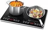 AMZCHEF Piastra a Induzione, Doppia Piano Cottura a Induzione con Controllo Indipendente, Livelli di Potenza Multipli, 10 Livelli di Temperatura, Timer 3 ore, 3500W, Blocco di Sicurezza