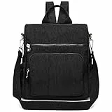 KONO Zaino donna Zaino Antifurto in Nylon Borsa Scuola Donna Viaggio Borsa Lavoro Daypack Casual Zaino Spalla Vintage (Nero)