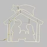 Figura Luminosa, Presepe Effetto Neon bifacciale 115 x h. 115cm, 1320 LED Bianco Caldo, Luce Fissa, Cavo Bianco, piedistallo, Esterno