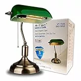 V-TAC Lampada da Tavolo LED Vintage – Elegante Lampada Stile Retrò per Uso Interno – Portalampada con Diffusore in Vetro Verde Inclinabile di 90°– Attacco Lampadina E27 – Design Particolare