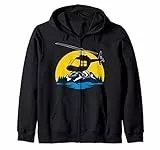 Elicottero Mountain Lake Chopper Aircraft Felpa con Cappuccio