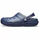Crocs Classic Lined Clog, Zoccoli Unisex-Adulto, Imbottitura Morbida e Calda in Stile Pantofola, Azzurro Marino/carbone, Taglia 43-44 EU