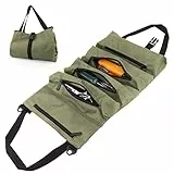 Borsa Porta Attrezzi Lavoro, Tasca Multiuso Attrezzi, Borsa per Attrezzi Arrotolabile, Chiavi Super Roll Tool per Cacciavite con 5 Tasche Cerniera Per Elettricisti/Falegnami/Idraulici - Verde
