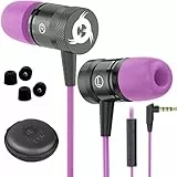 KLIM Cuffie Fusion con microfono - Più di 1 milione di unità vendute - Nuova versione 2023 - Durevole - Innovative: auricolari in-ear con memory foam - Jack da 3,5 mm - Viola