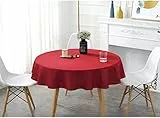 A2ZWORLD Tovaglia Rotonda, Diametro 140cm, Materiale HULE Poliestere, Impermeabile (Vino Rosso)