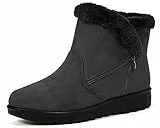 Hsyooes Stivaletti Donna Stivali da Neve con Pelliccia Caldo Scarpe Boots Invernali Antiscivolo Caviglia Piatto Stivaletti All'aperto Comodi Leggeri,Gray,Produttore 265/EU42