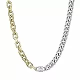 Armani Exchange Collana unisex, Collana a catena in acciaio inossidabile, Argento/Oro (2T Silver/Gold)