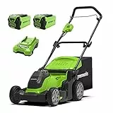 Greenworks G40LM41K2X Tagliaerba a Batteria per Prati Fino a 500m², Ampiezza di Taglio 41cm, Sacca da 50L CON Due Batterie 40V 2Ah e 1 Caricabatterie, Garanzia 3 Anni