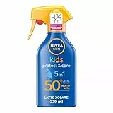 NIVEA SUN KIDS Maxi Spray Solare Kids Protect & Care SPF 50+ in flacone da 270 ml, Crema solare per bambini resistente all'acqua, Protezione solare per pelli delicate
