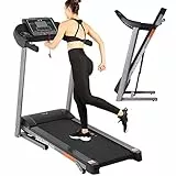 ISE Tapis Roulant Fitness Elettrico Pieghevole con Motore 2.0 Hp 14Km e H, Schermo LCD Multifunzione con 12 Programmi, Inclinazione, Treadmill Silenzioso per Casa e Ufficio, Max 100 Kg