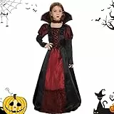 FORMIZON Costume Vampiro Bambina, Costume da Vampiro Gotico per Halloween, Costume di Vampiro Nero e Rosso Gonna, Vampiresa Costume Ragazza per 4-9 Anni per Carnevale Cosplay a Tema Vampira (M)