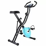 Profun Esercizio di Bicicletta Fitness Bici Spinning Bike Cyclette per Casa 2 in 1, Cyclette con Resistenza Magnetica Regolabile a 10 Livelli e Fasce da Allenamento, Indoor Cycling Bike con App