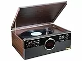 Technaxx Germany Giradischi Bluetooth V5.0 Dab Digitalizzazione di Dischi in Vinile Cassette CD Radio Funzione AUX RCA Altoparlanti Stereo TX-137, Marrone