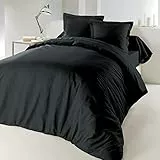 douceur d'Intérieur Copripiumino Matrimoniale, 100% cotone, Nero (Charbon), 220 x 240 cm