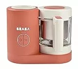 BÉABA - Babycook Néo, Cuocipappa Omogeneizzatore, Cottura a Vapore Delicata, Robot per Pappe 4 in 1, Neonato e Bambino, Bicchiere in Vetro e Cestello in Acciaio Inox, Terracota, Presa EU