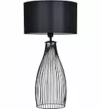 Light-Home Abat Jour da Comodino Moderne Lampada da Tavolo - Elegante Lampada da Comodino con Paralume in Tessuto per Camera da Letto e Salotto - Lampadina E27 - 65x35 cm - Nero e Nero