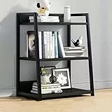 Scaffale Libreria Alta, Scaffale Industriale a 3/4/5 Ripiani, Ripiani in Legno, Ripiani Moderni per Soggiorno Scaffale per Display Etagere (Colore : Nero, Dimensioni : 69Cm)