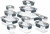 Amazon Basics Contenitore per alimenti con chiusura, tritan, 11 unità contenitori con coperchi, 22 unità, Trasparente